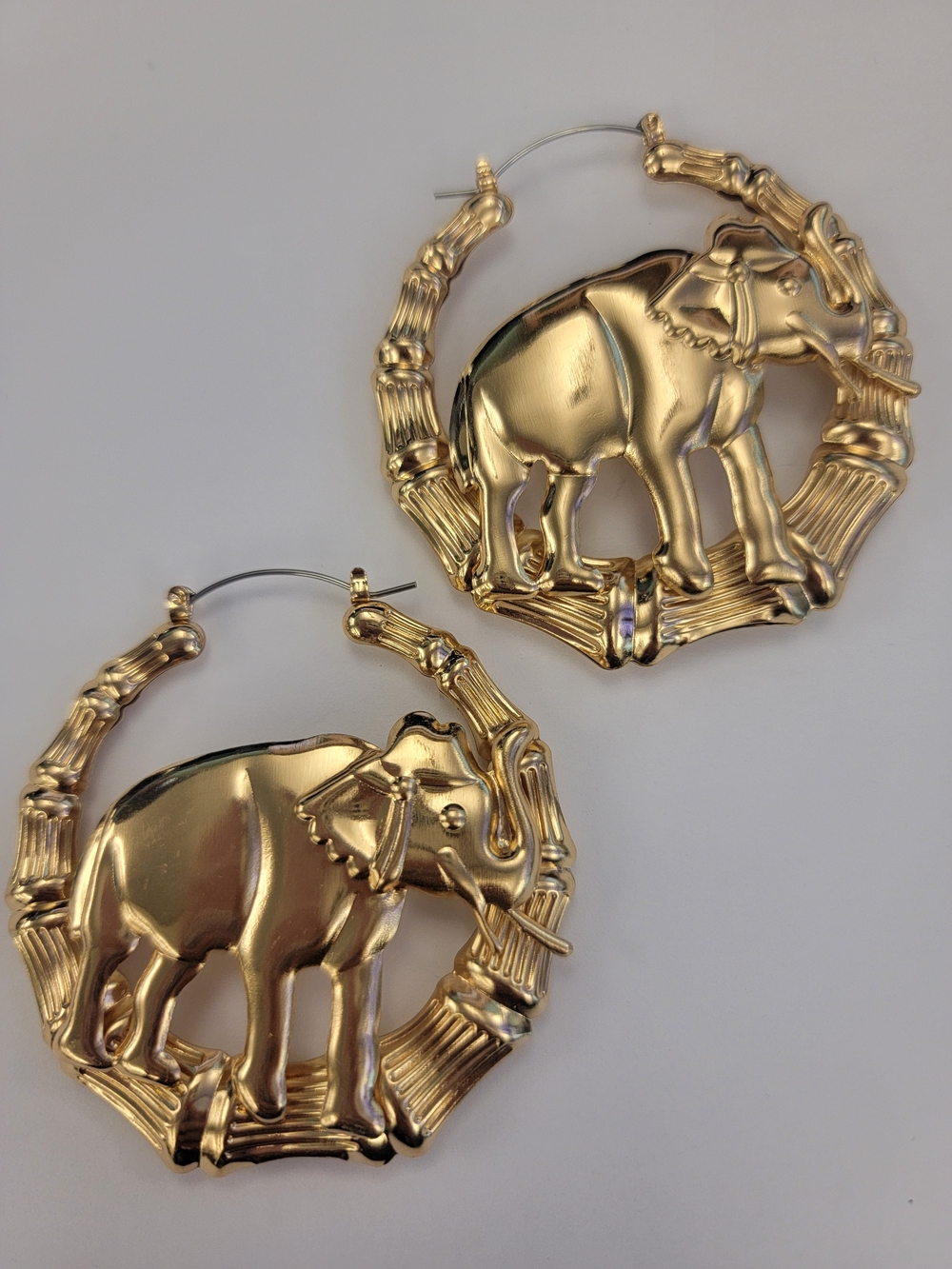 Gold Elephant Hoop Earrings